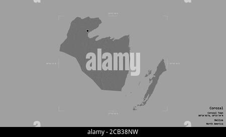 Area of Corozal, district of Belize, isolated on a solid background in ...