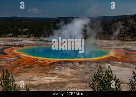 The Grand Prismatic Spring of Yellowstone National Park as seen from the overlook platform