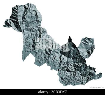 Samtse, district of Bhutan. Elevation map colored in wiki style with ...