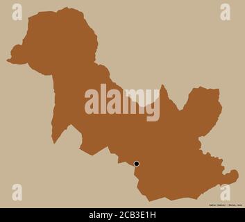 Samtse, district of Bhutan. Solid color shape. Locations of major ...