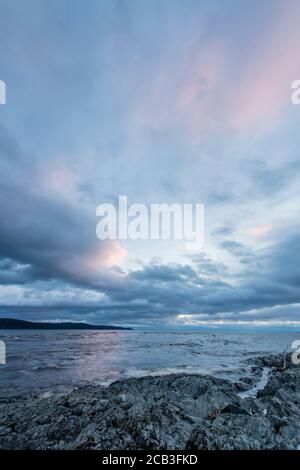 Sunset skies over Lake Superior, Wawa, Ontario, Canada Stock Photo