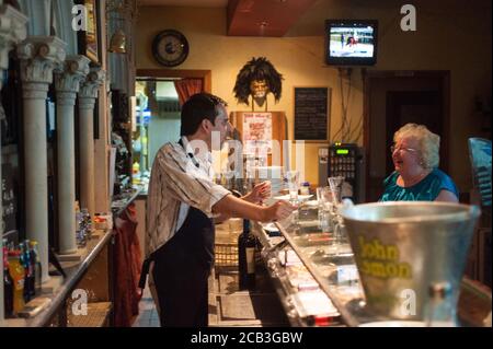 Barman in Spanish Bar Stock Photo