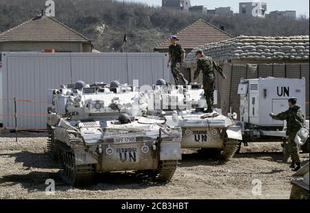 30th March 1994 During the war in Bosnia:  FV107 Scimitars of the British Army's Light Dragoons Regiment inside the British base in Bila, near Vitez. Stock Photo