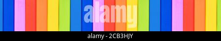 Colorful jenga blocks. Tower game. Long banner, abtract Stock Photo