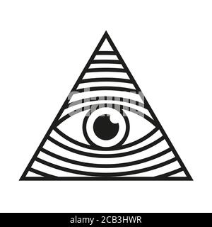 All seeing eye icon. Eye in triangle. Illuminati mason symbol isolated vector illustration Stock Vector
