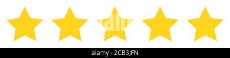 Five 5 stars rate line flat style. Quality rank service symbol on white background Stock Vector