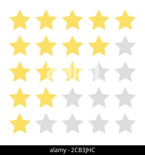Five stars rate flat style. Quality rank service symbol Isolated on white background Stock Vector