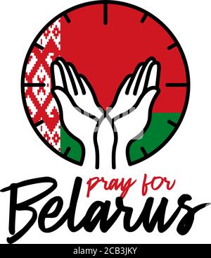 Pray for Belarus Vector illustration on white background concept of Praying, mourning, humanity. peaceful protester for "Freedom for Belarus" Stock Vector
