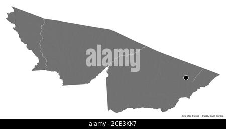 Shape of Brazil with its capital isolated on a solid color background.  Bilevel elevation map. 3D rendering Stock Photo - Alamy