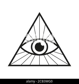 All seeing eye icon Eye in triangle Illuminati symbol vector illustration Stock Vector