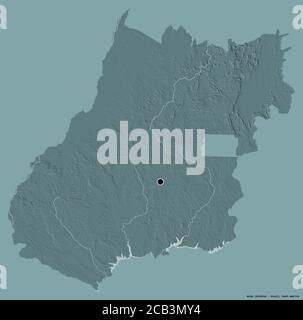 Shape of Brazil with its capital isolated on a solid color background.  Bilevel elevation map. 3D rendering Stock Photo - Alamy