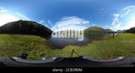 360 degree panoramic view of View to Brothers Water and the Hartsop valley, Kirkstone pass, Lake District National Park, Cumbria, England, UK