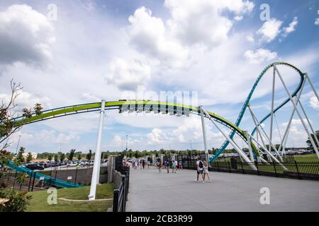 Carowinds, USA - August 19, 2019. Attraction Fury 325 in the theme park Carowinds on August 19, 2019 in Charlotte, North Carolina, USA Stock Photo