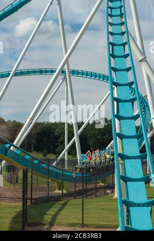 Carowinds, USA - August 19, 2019. Attraction Fury 325 in the theme park Carowinds on August 19, 2019 in Charlotte, North Carolina, USA Stock Photo