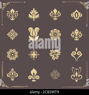 Vintage Set of Vector Golden Elements Stock Vector