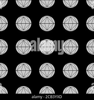 Abstract geometric repeat pattern with circles divided with lines by hexagons, squares, diamonds and triangles. Stock Vector