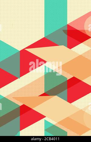 Colorful geometric Cover Swiss Modernism. cubes and triangles. Red, turquoise and beige texture. Abstract pattern Shapes Concept backgrounds for ads o Stock Photo