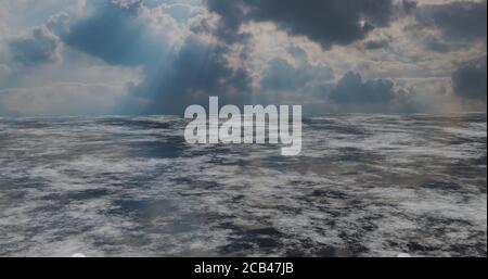 3d Illustration, renders fog over the water with sunlight Stock Photo