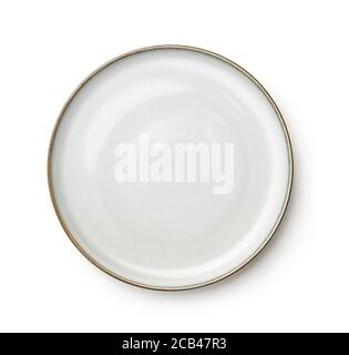 Empty Plate Top View Isolated on White Background Stock Photo - Alamy