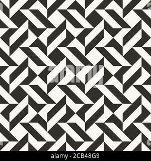 Black and white abstract geometric quilt pattern. High contrast geometric background with triangles. Simple colors - easy to recolor. Minimal backgrou Stock Vector