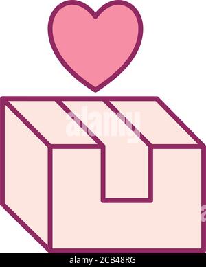 box with heart line and fill style icon design of Charity and donation theme Vector illustration Stock Vector
