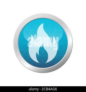 Flames icon light blue shiny circle fire symbol vector illustration Stock Vector
