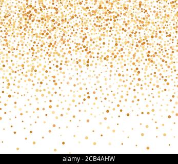 Luxury golden confetti particles, gold glittering background. Scattered golden dots design. Vector illustration. Stock Vector