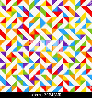 Rainbow mosaic tiles, abstract geometric background, seamless vector pattern. Colorful geometric background with triangles. Minimal background, rainbo Stock Vector