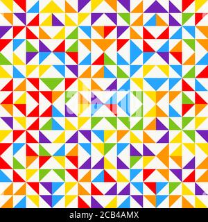 Rainbow mosaic tiles, abstract geometric background, seamless vector pattern. Colorful geometric background with triangles. Minimal background, rainbo Stock Vector