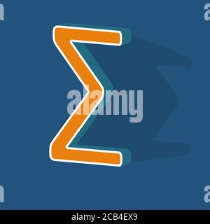 Vintage 3D isometric Greek Sigma on dark blue background Stock Vector