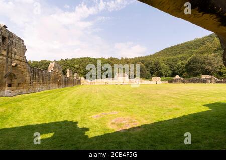 The Great Cloister, around which the monks' cells were situated, Mount Grace Priory, North Yorkshire, England, UK Stock Photo