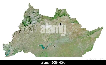 Shape of Adamaoua, region of Cameroon, with its capital isolated on white background. Satellite imagery. 3D rendering Stock Photo