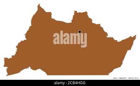 Shape of Adamaoua, region of Cameroon, with its capital isolated on white background. Composition of patterned textures. 3D rendering Stock Photo