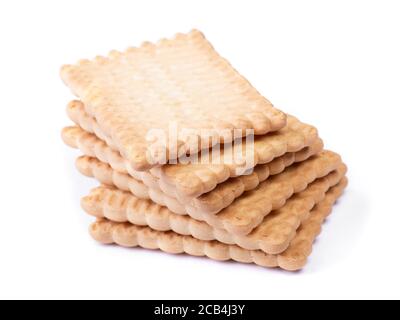 Stack of rectangular cookies isolated over white background Stock Photo