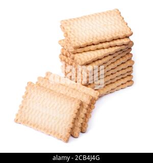 Stack of rectangular cookies isolated over white background Stock Photo