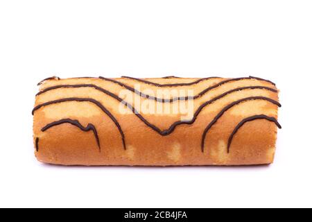 Sponge cake roll isolated on white background Stock Photo