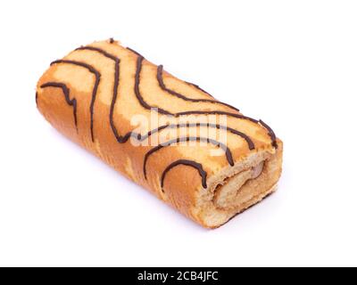 Sponge cake roll isolated on white background Stock Photo