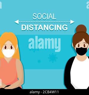 Social distancing poster Stock Vector
