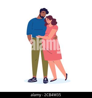 Pregnant wife and her husband together Stock Vector
