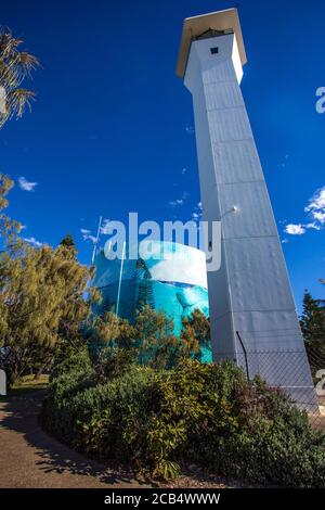 View of the Point Cartwright Lighthouse and Reservoir near the mouth of the Mooloolah River, in Buddina, Queensland, Australia Stock Photo