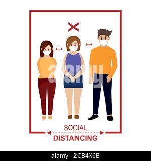 Social distancing poster Stock Vector