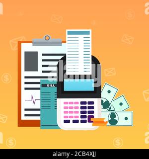 Workplace Top view vector illustration in flat style Stock Vector