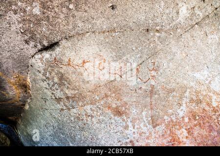 Matobo hills, 'White Rhino cave' rock painting site, rock art, Matobo National Park, suburbs of Bulawayo, Matabeleland South, Zimbabwe, Africa Stock Photo