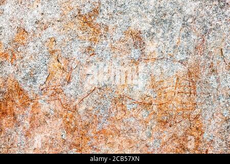 Matobo hills, 'White Rhino cave' rock painting site, rock art, Matobo National Park, suburbs of Bulawayo, Matabeleland South, Zimbabwe, Africa Stock Photo