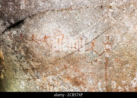 Matobo hills, 'White Rhino cave' rock painting site, rock art, Matobo National Park, suburbs of Bulawayo, Matabeleland South, Zimbabwe, Africa Stock Photo