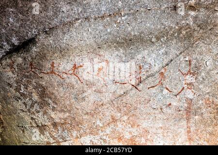 Matobo hills, 'White Rhino cave' rock painting site, rock art, Matobo National Park, suburbs of Bulawayo, Matabeleland South, Zimbabwe, Africa Stock Photo