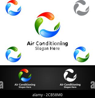 Air Conditioning and Heating Services Logo Design Stock Vector