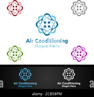 Air Conditioning and Heating Services Logo Design Stock Vector