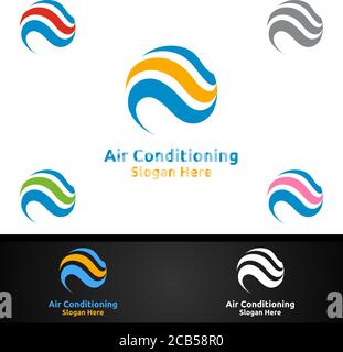 Air Conditioning and Heating Services Logo Design Stock Vector