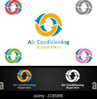 Air Conditioning and Heating Services Logo Design Stock Vector